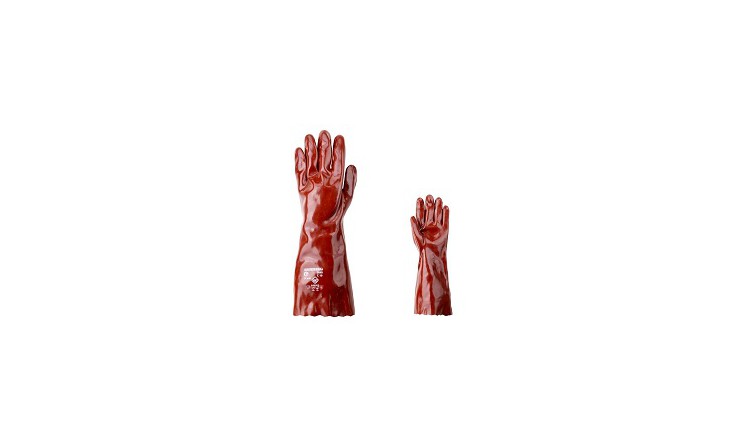 Gants PVC rouge enduit  40 cm T10